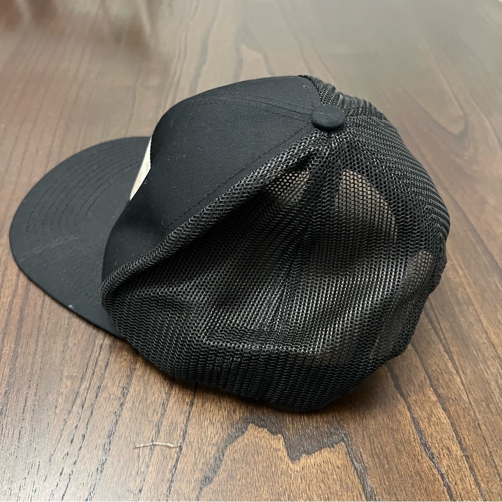 Black Trucker Hat with Bird Stamp Patch - Picture 4 of 7
